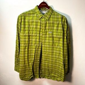 Columbia Titanium Long Sleeve Shirt, Green Plaid - XL